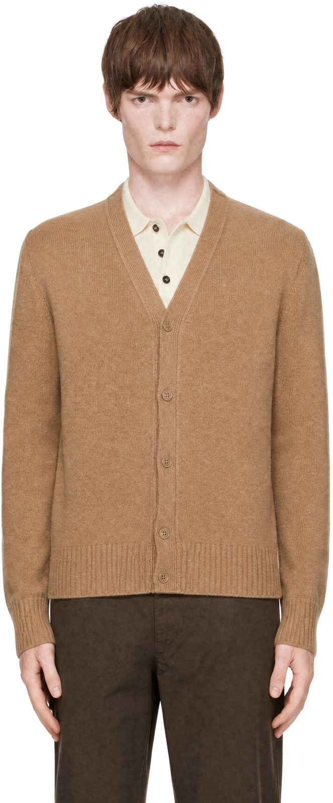 Beige Cashmere Tonal Ami de Coeur Cardigan 262482M200000