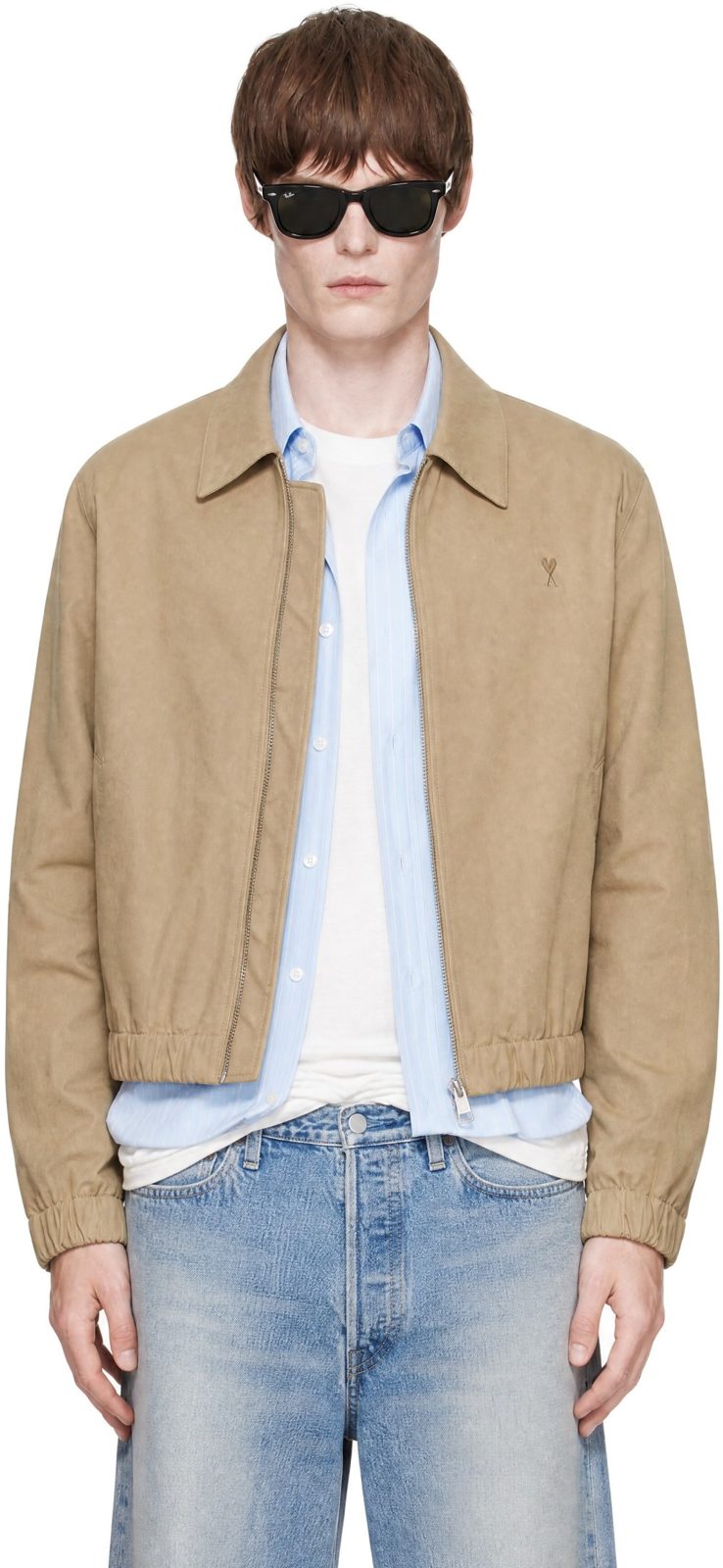 Beige Padded Cotton Ami de Coeur Jacket 262482M180001