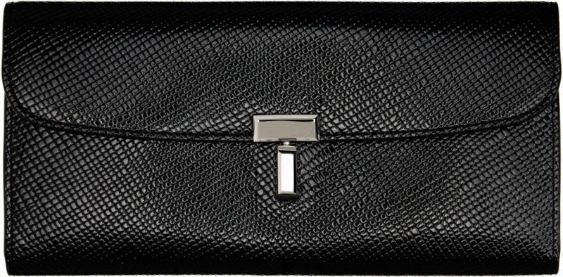 TOTEME Black T-Lock Palmellato-Patent Wallet 262771F040000