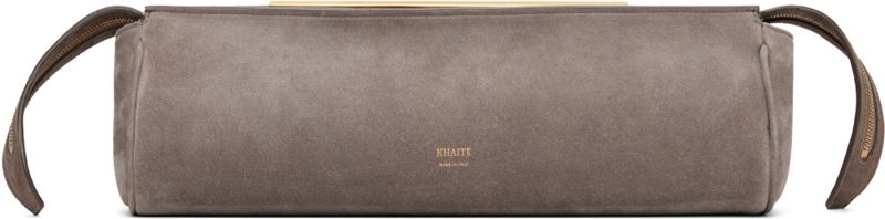Gray Calf Suede Donna Evening Clutch 262914F044001