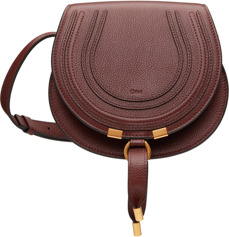 Chloe Brown Grained Leather Marcie Saddle Bag 262338F048000