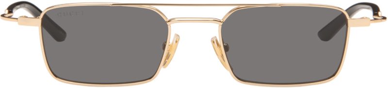 Gold Rectangular-Frame Sunglasses 262451M134051