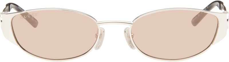 Silver Oval-Frame Sunglasses 262451M134020