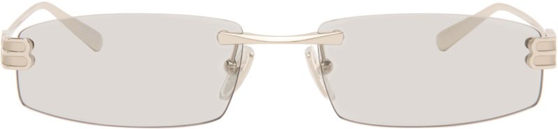 Silver Everyday Rectangular Sunglasses 262342M134004