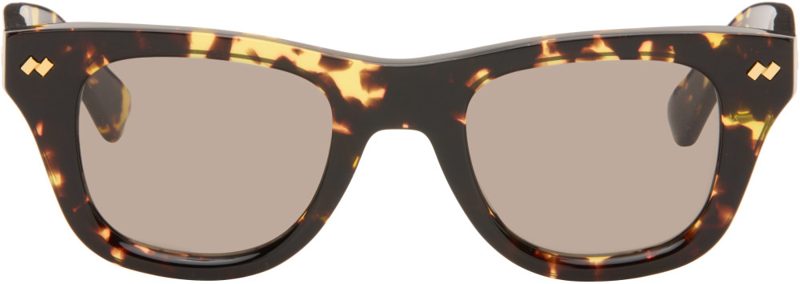 Brown & Yellow Dizzy Squared Sunglasses 262798M134011
