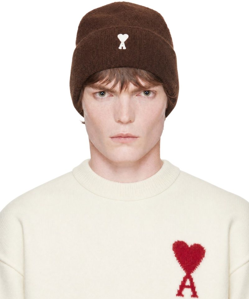 Brown Alpaca Ami de Coeur Beanie 262482M138001