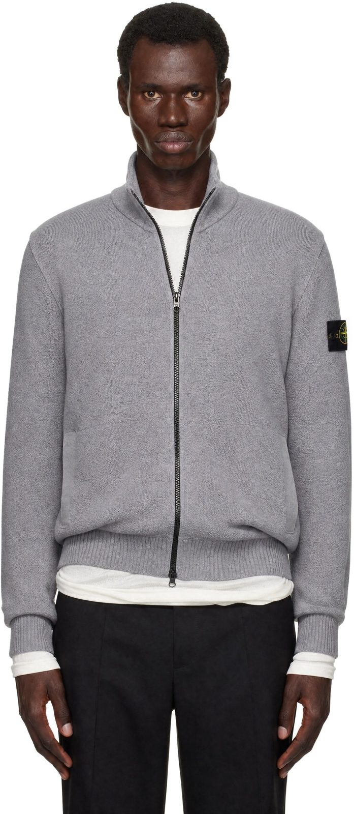 Gray 5100012 Textured Stitch Wool Sweater 262828M212016