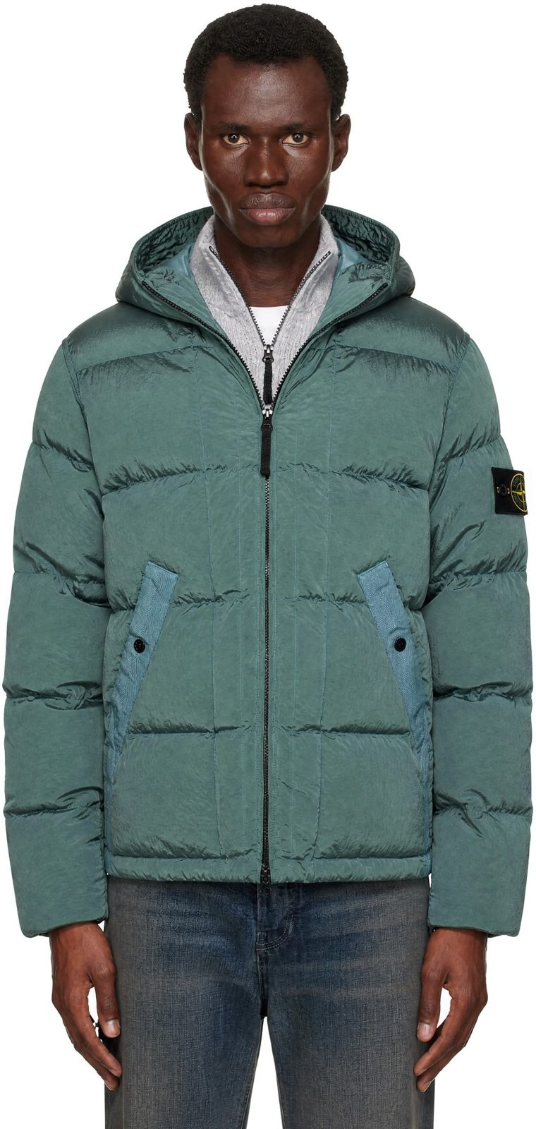 Green 4100019 Nylon Metal Down Jacket 262828M178017