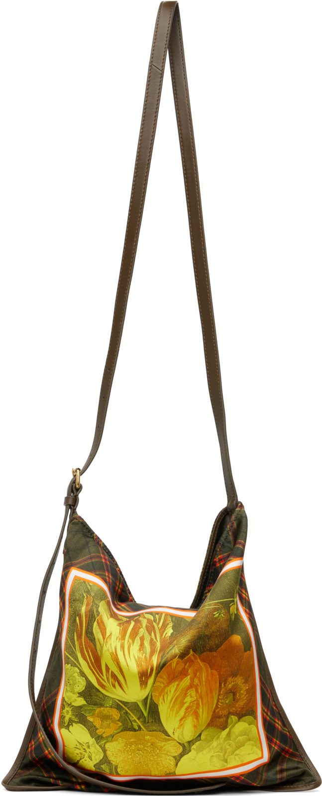 Yellow Medium Scarf Print Shoulder Bag 262358F048005