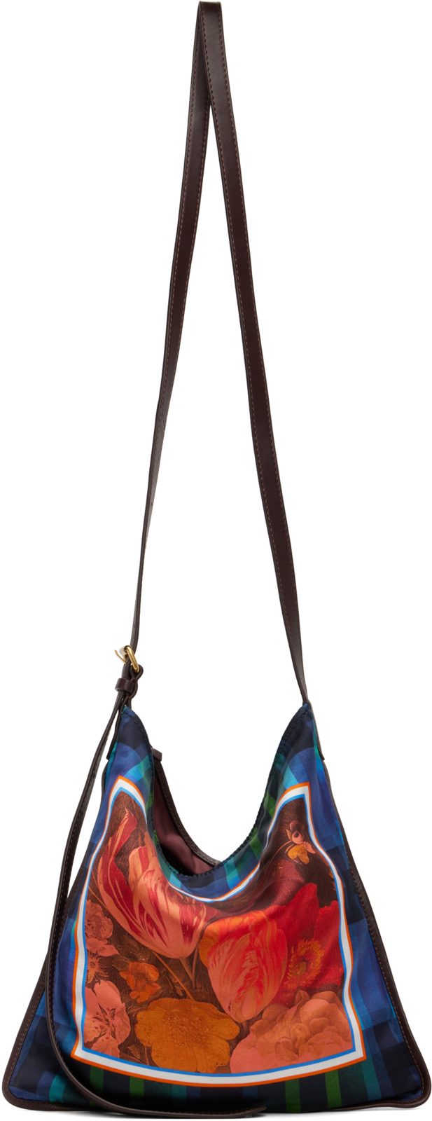 Red & Blue Medium Scarf Print Shoulder Bag 262358F048006