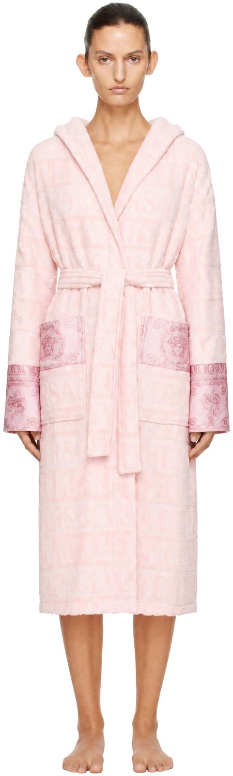 Pink I Heart Baroque Bathrobe 252404F077002