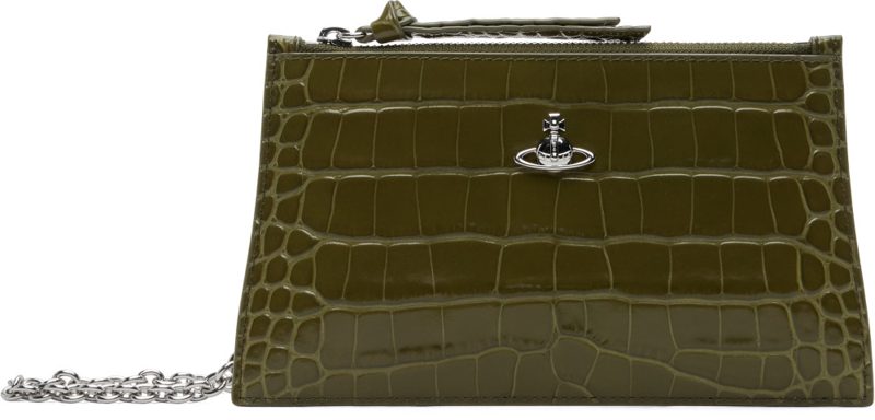 Khaki Small Flat Zip Clutch 262314F044003