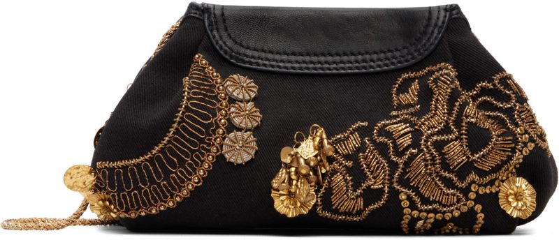 Black Small Embroidered Clutch 262358F044002