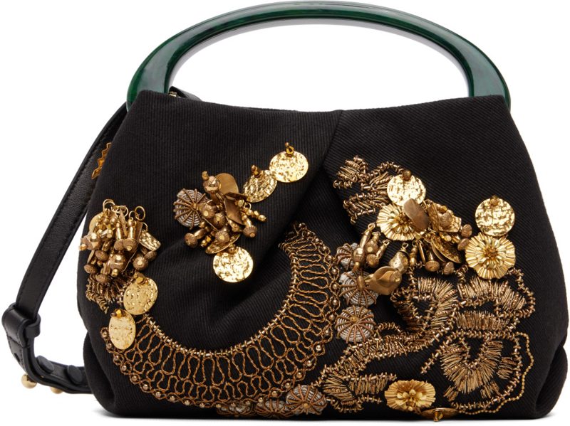 Black Small Embroidered Fold Bag 262358F046009