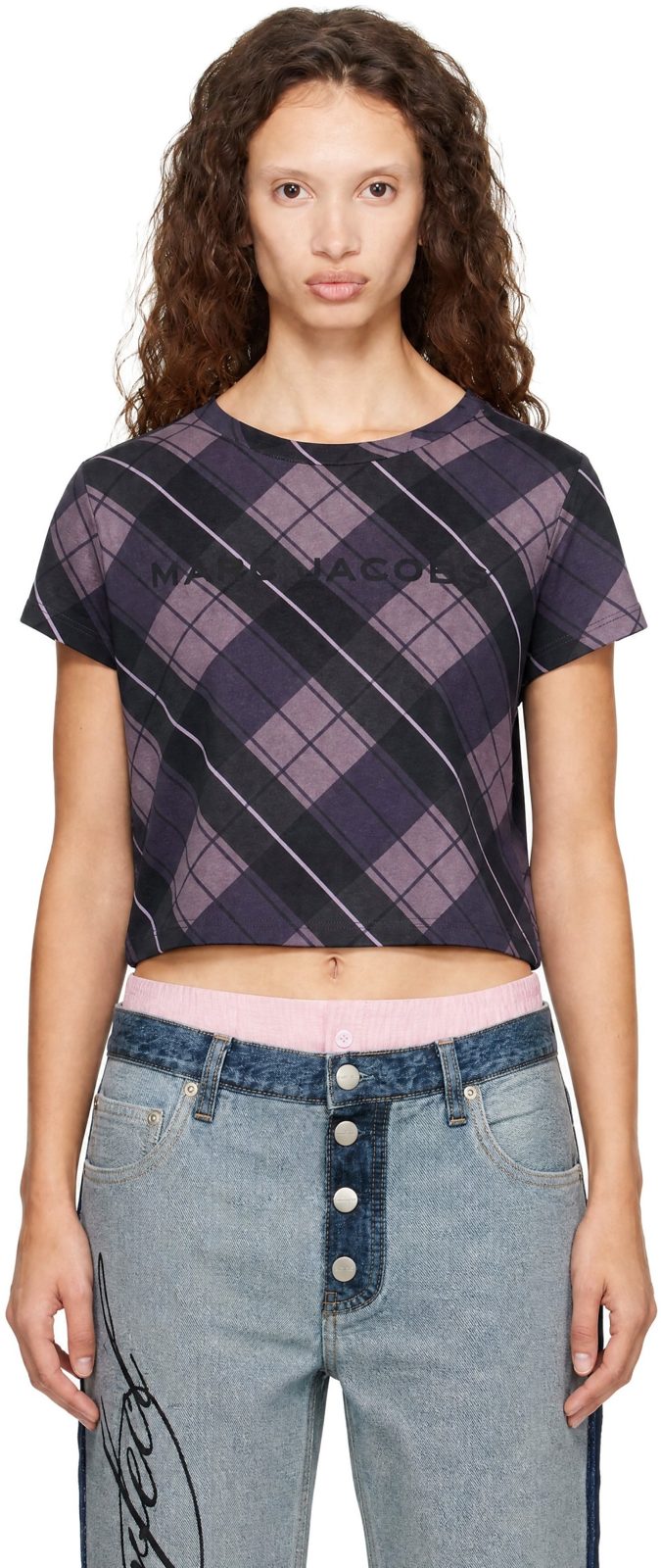 Purple Plaid Logo Baby T-shirt 262190F110004