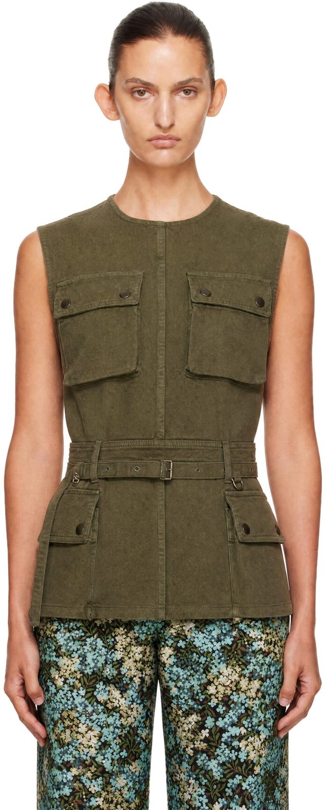 Green Overdyed Utility Top 262358F107007