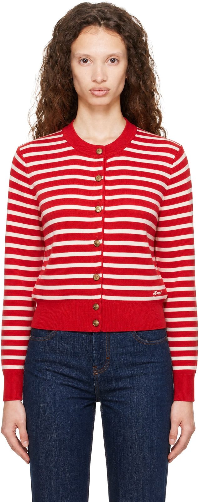 Red & [오프화이트] Sailor Cardigan 231482F095015