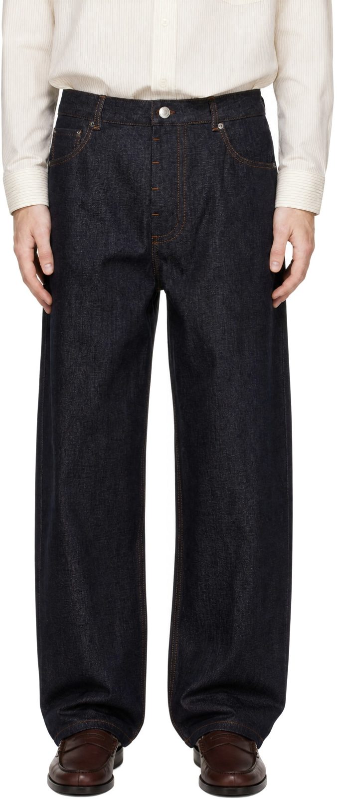 Indigo Baggy-Fit Cotton Jeans 262482M186001