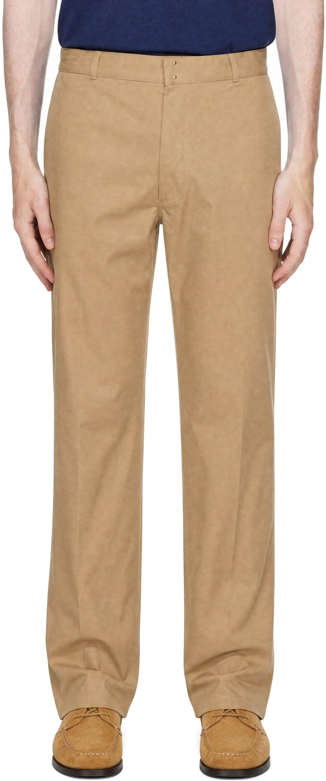 Beige Paris Fit Cotton Trousers 262482M191001