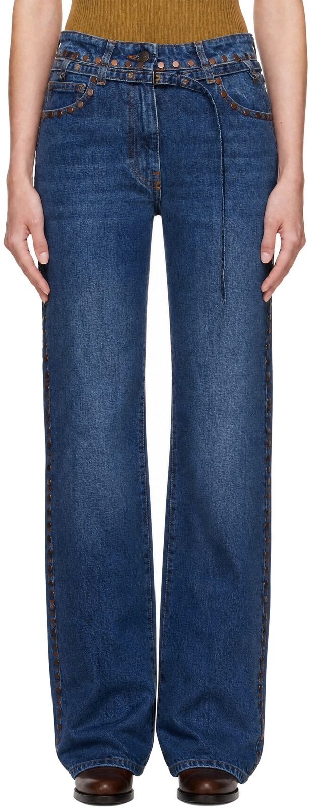 Blue Studded Jeans 262358F069005