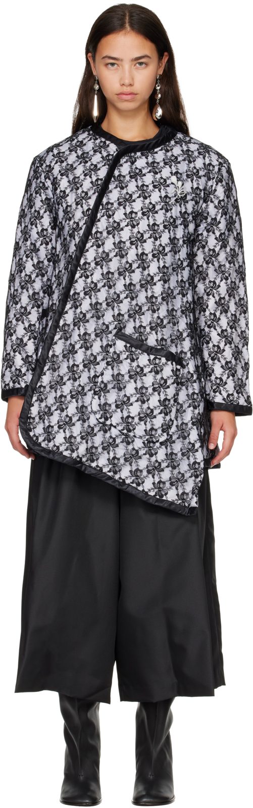 Comme des Garcons Black & White Raschel Lace Jacket 262245F063003