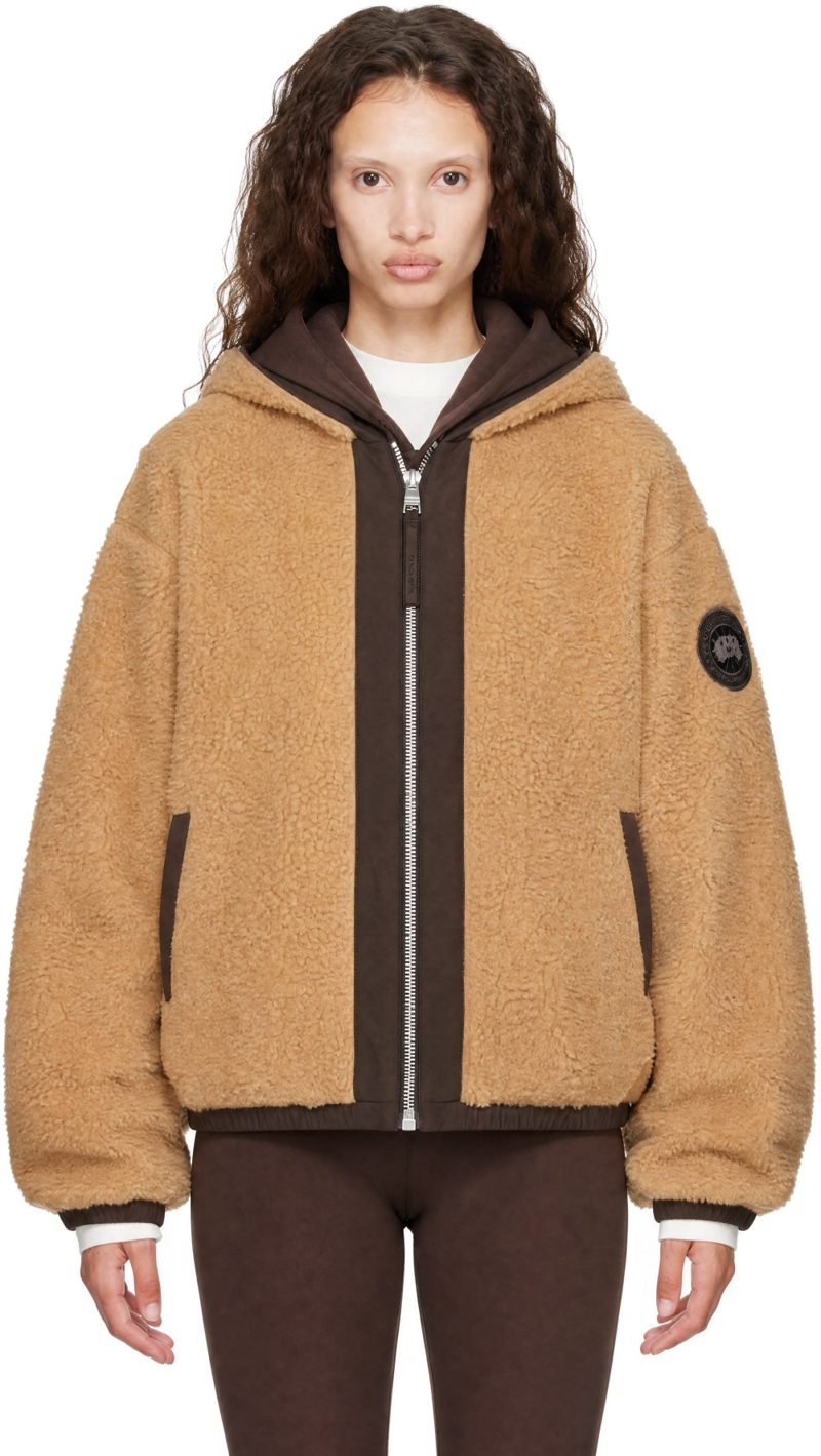 Beige Alberni Fleece Reversible Bomber Jacket 262014F058004