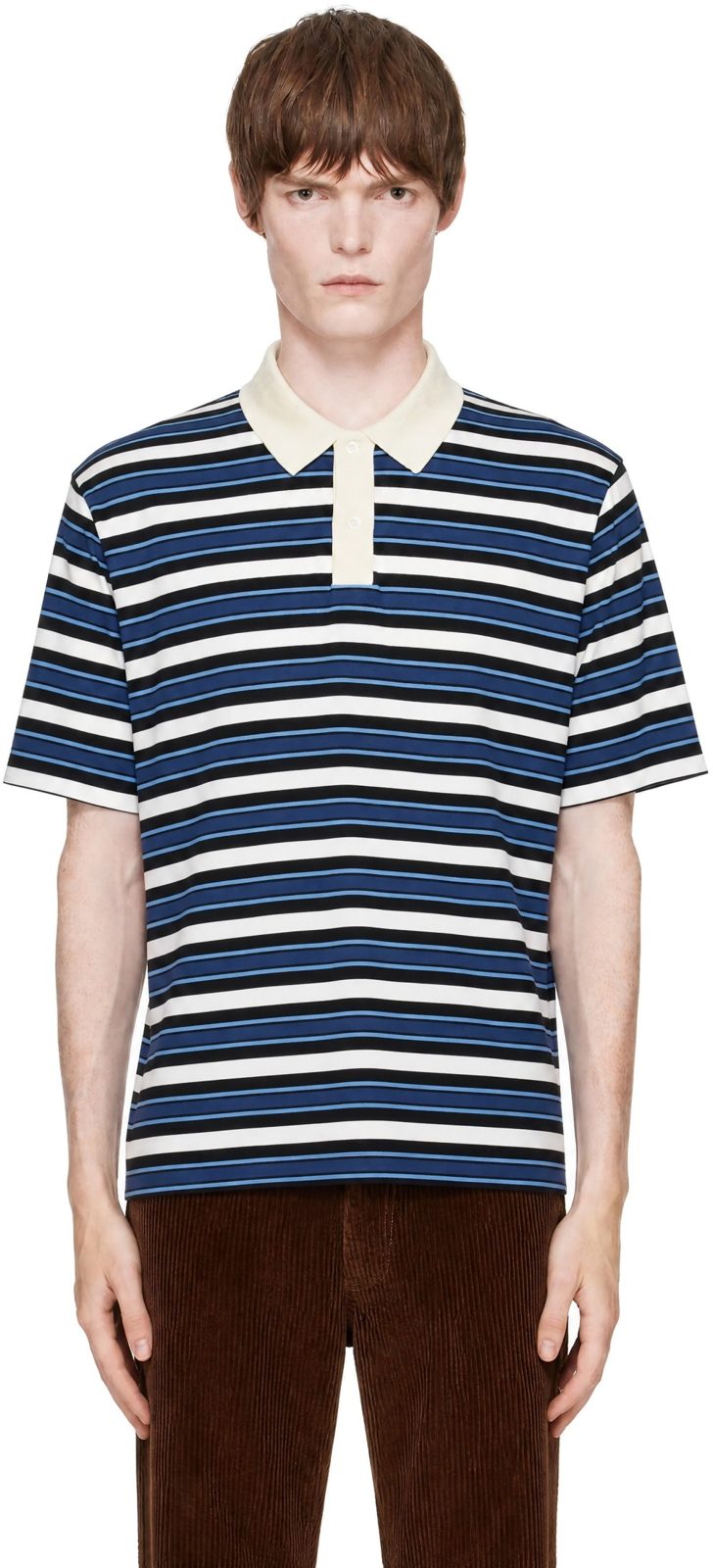 Marni Black & Blue Stripe Polo 252379M212000