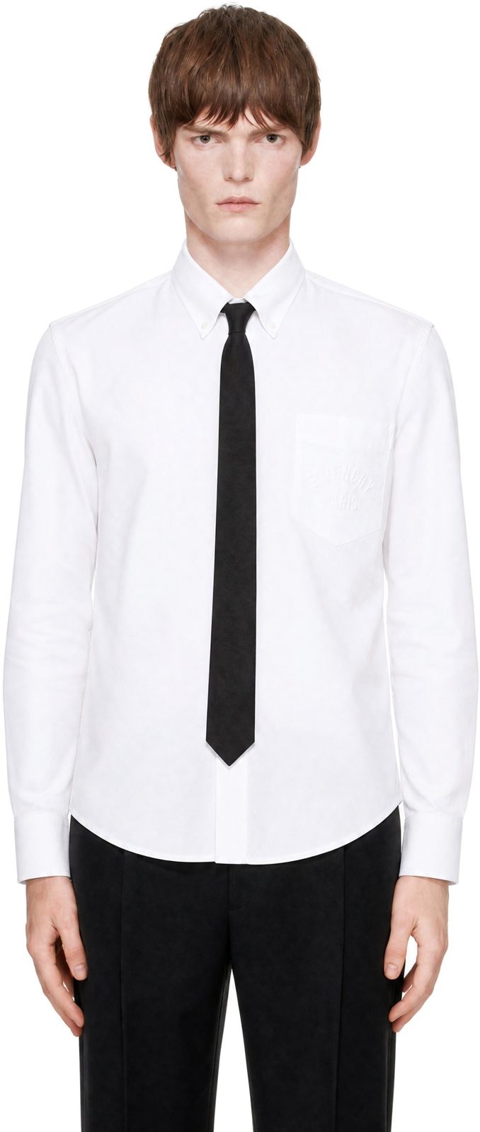 White Classic Fit Button Down Shirt 252278M192030