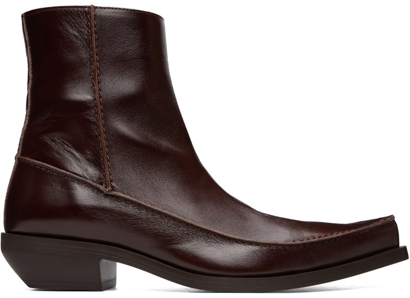 Brown D-Frido Western Ankle Boots 262001M228003