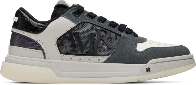 Gray & White Pebbled Classic Low Sneakers 262886M237069