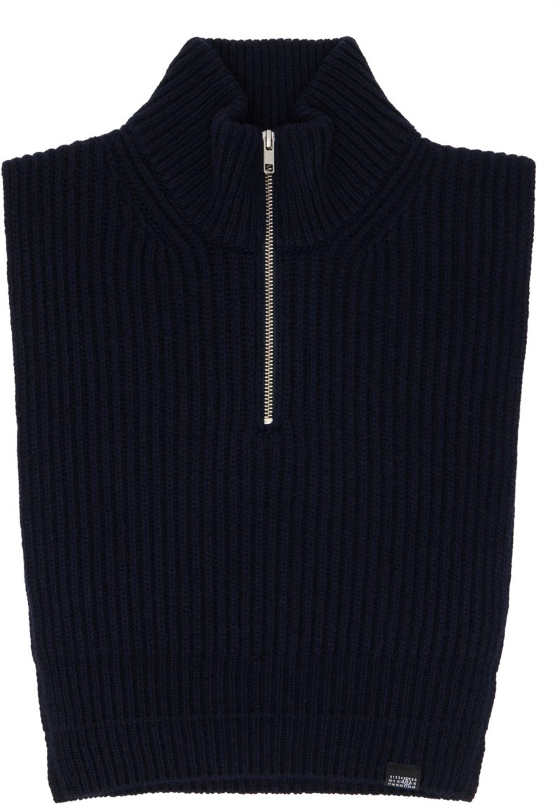 Navy Wool Stole Scarf 262188F028012