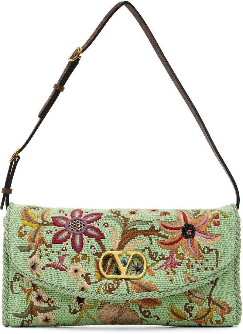 Garavani Green DeVain Embroidered Small Shoulder Bag 261807F048026