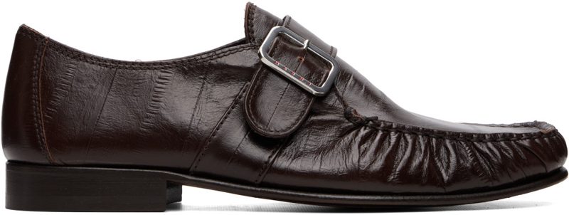 Marni Brown Eel-Effect Leather Wallabee Loafers 262379M231005