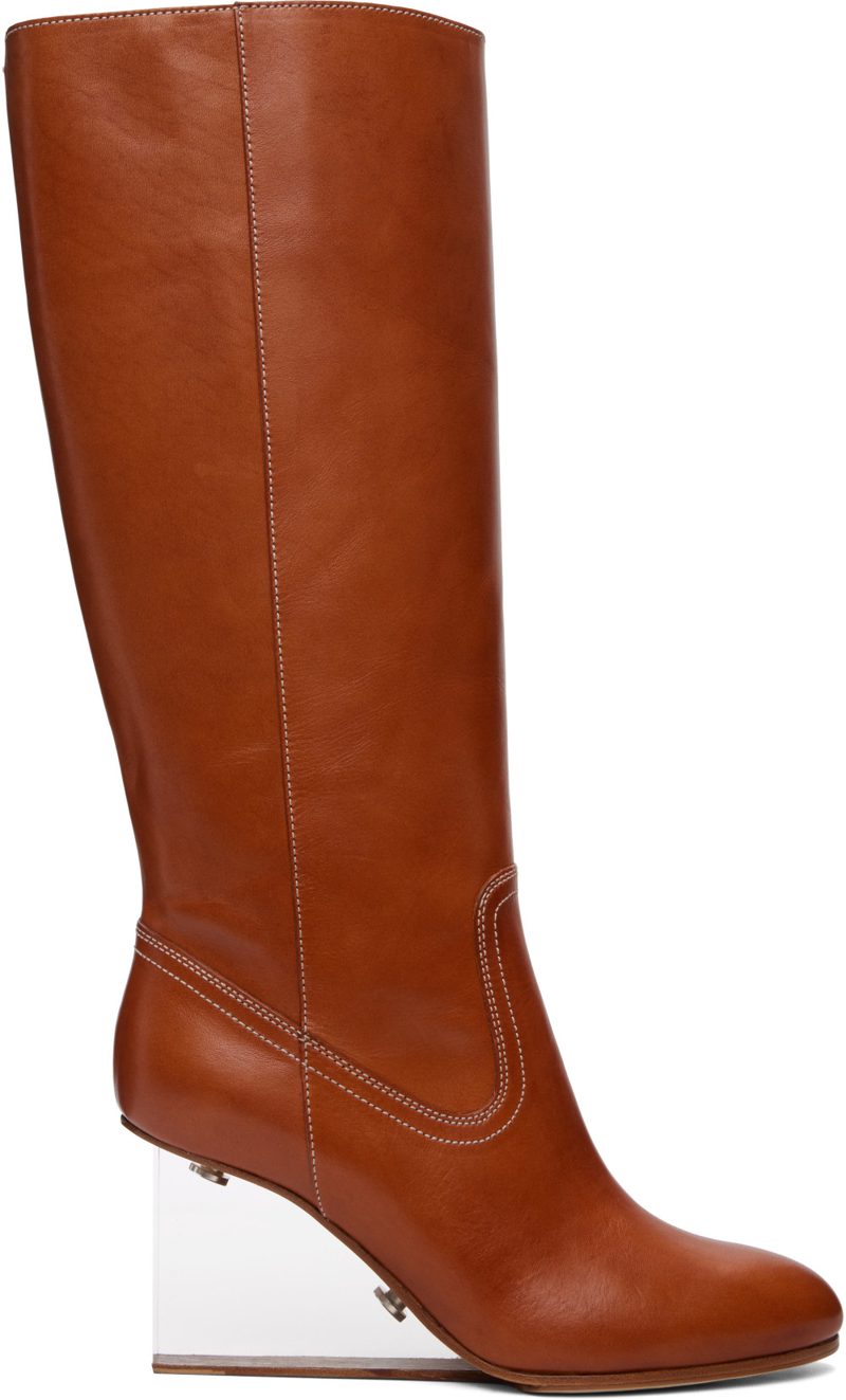 Brown Plexi Wedge High Boots 262168F115003
