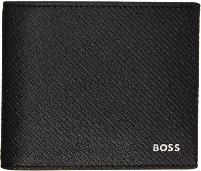 Black Monogram-Textured Leather Wallet 262085M164024