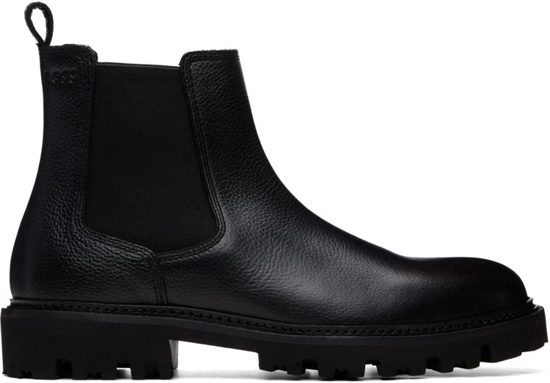 Black Grained Leather Chelsea Boots 262085M223014