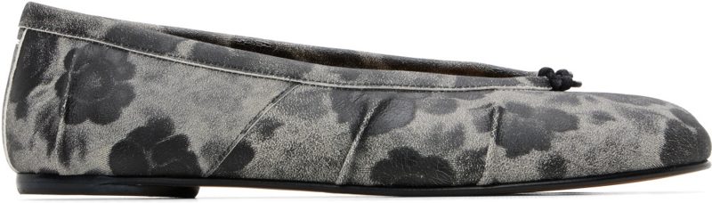 Gray Tabi Crackle Flower Print Ballerina Flats 262168F118013