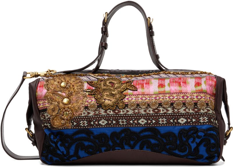 Multicolor Medium Embroidered East West Zip Bag 262358F049004