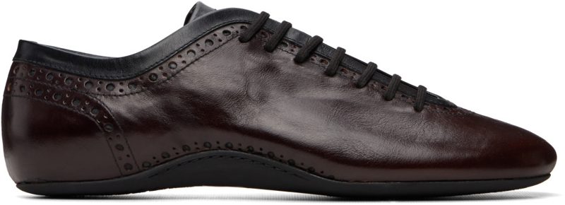 Brown Leather Sneakers 262358M237023