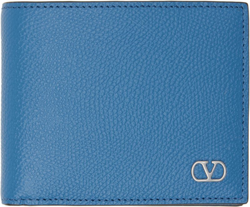 Garavani Blue VLogo Signature Grainy Calfskin Wallet 262807M164006