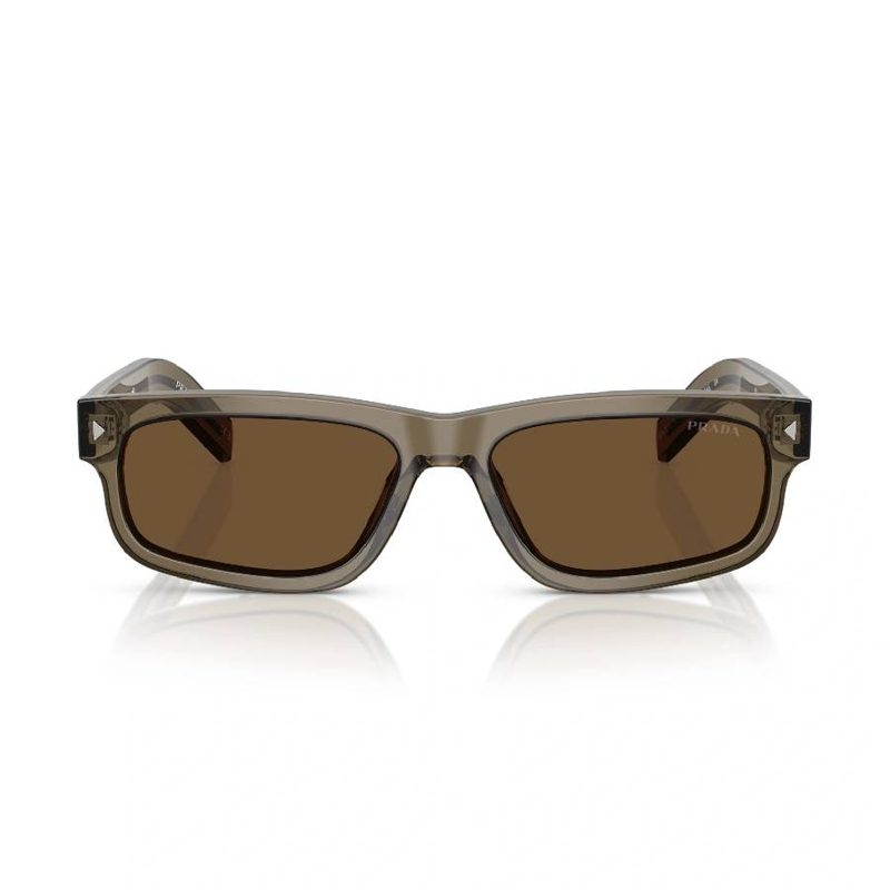 Dark Brown Rectangular Mens Sunglasses PR B11S 18T70F 55_Transparent Terra