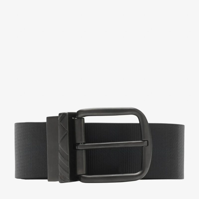 Mens Black / Charcoal Reversible Check Pin Belt_Black/Charcoal