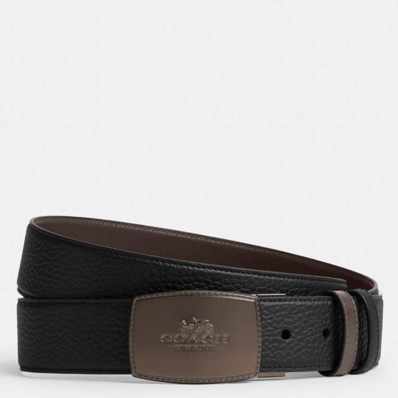 Coach Reversible Plaque Buckle Cut To Size Belt_Black/Maple