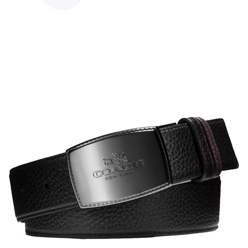 Coach Reversible Plaque Buckle Cut To Size Belt_Black / Mahogany