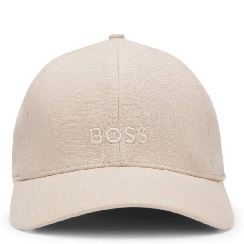 Hugo [보스] Embroidered-Logo Linen Cap_Open Beige