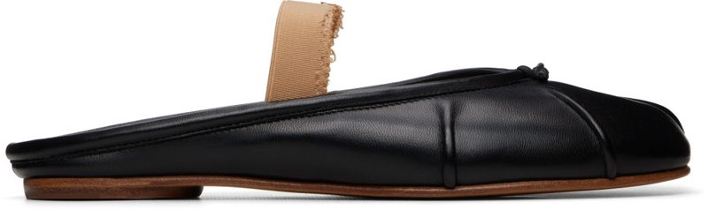 Black Tabi Elastic Band Mule Flats 262168F121008