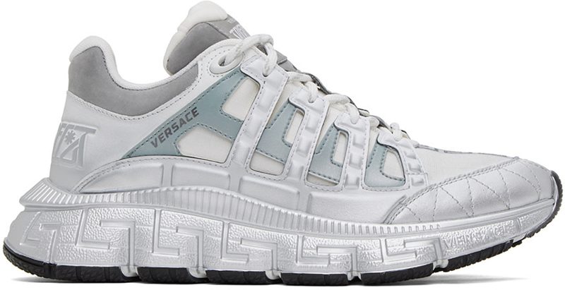 White & Silver Trigreca Sneakers 232404M237033