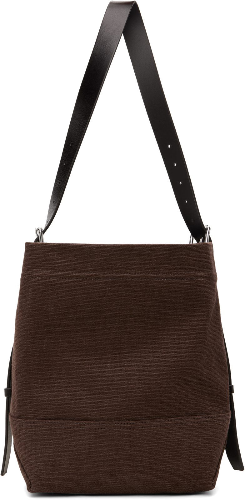 Brown Small Belted Heavy Canvas Tote Bag 262646F049002