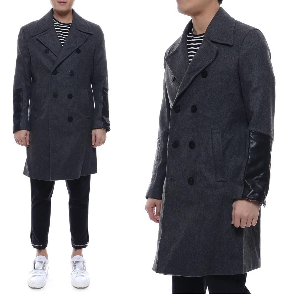 17FW 남성 레더소매 6버튼 코트 (PBCA204C_F056C_548_17F)