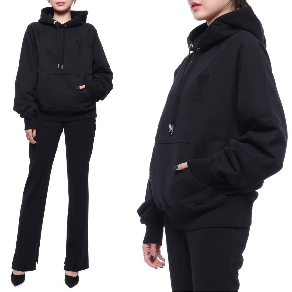 22FW 여성 하트 로고 오버핏 후드티셔츠 (USW202_747_001_W_22F)